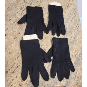 2 Pair New! Vintage Size M Black Nylon Stretch Formal 6.5" Gloves
